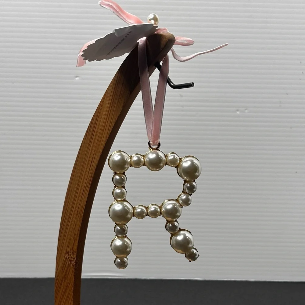 Anthropologie Pearl Monogram Ornament Christmas letter R NWT